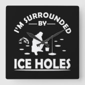 氷おもしろい魚釣り愛好家に関する引用文 スクエア壁時計 (正面)