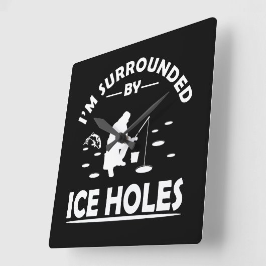 氷おもしろい魚釣り愛好家に関する引用文 スクエア壁時計 (傾斜)