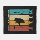 氷おもしろい魚釣り フリースブランケット (正面(横))