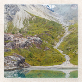 氷および緑 ガラスコースター