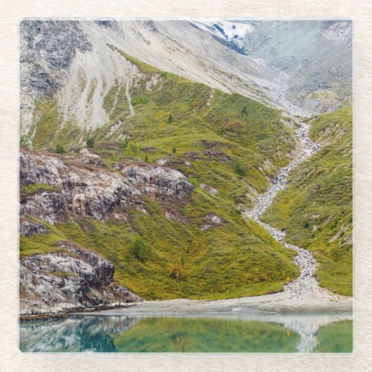 氷および緑 ガラスコースター (正面)