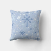 氷お洒落色の青に青々と舞う雪の結晶 クッション (裏面)