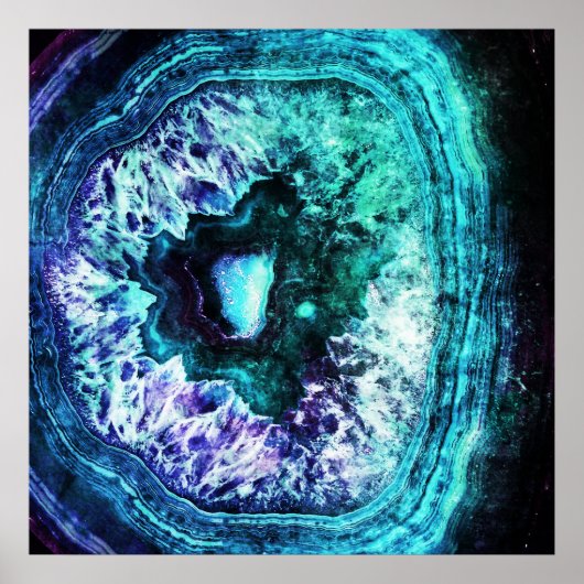 氷かわいらしターコイズ及び紫磁器結晶 ポスター (正面)