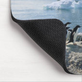 氷ったビーチに立っているペンギンのグループ マウスパッド (コーナー)