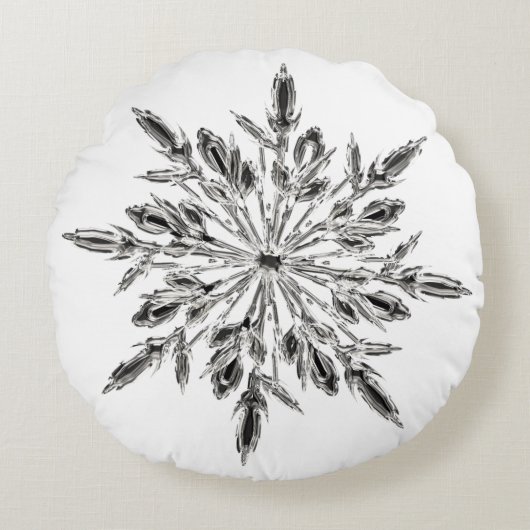 氷った水晶雪片 ラウンドクッション (正面)