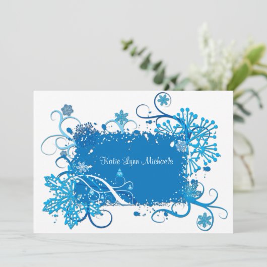 氷った青いブライダルシャワーの招待状 招待状 (スタンド正面)