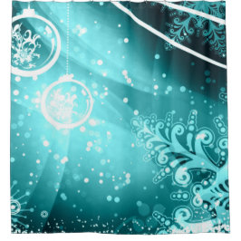 氷った青い冬のシャワー・カーテン シャワーカーテン