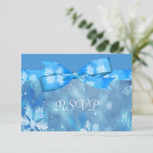 氷った青い冬の不思議の国の結婚式 出欠カード (スタンド正面)