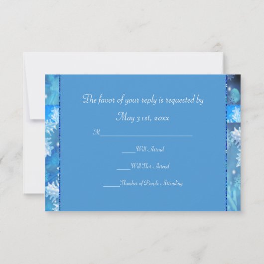 氷った青い冬の不思議の国の結婚式 出欠カード (裏面)