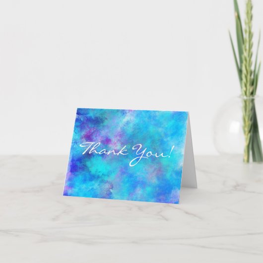氷った青い抽象デザイン サンキューカード (正面)