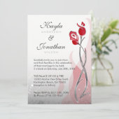 氷と炎のウェディング招待状 | 赤い銀のバラ 招待状 (スタンド正面)