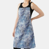 氷と雪のテクスチャ付き青いクリスマスパターン エプロン (インサイチュ)