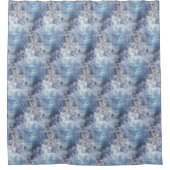 氷と雪のテクスチャ付き青いクリスマスパターン シャワーカーテン (正面)