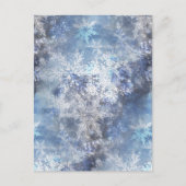 氷と雪のテクスチャ付き青いクリスマスパターン シーズンポストカード (正面)