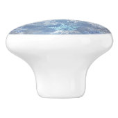 氷と雪のテクスチャ付き青いクリスマスパターン セラミックノブ (側面)