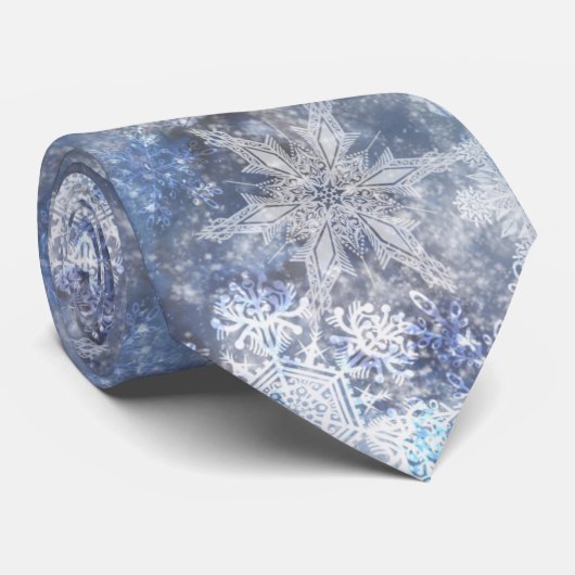 氷と雪のテクスチャ付き青いクリスマスパターン ネクタイ (ロール)