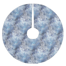 氷と雪のテクスチャ付き青いクリスマスパターン ブラッシュドポリエステルツリースカート