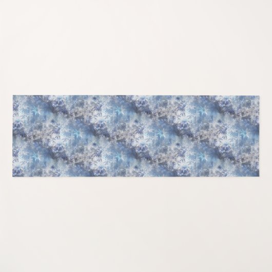 氷と雪のテクスチャ付き青いクリスマスパターン ヨガマット (正面(横))
