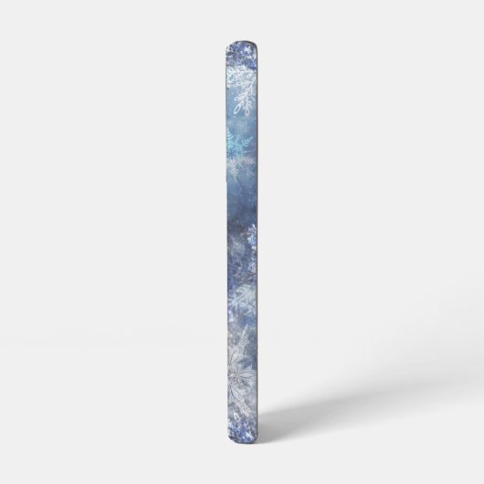 氷と雪のテクスチャ付き青いクリスマスパターン SAMSUNG GALAXYケース (左側面)