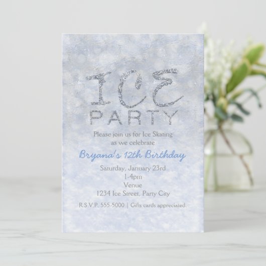 氷と雪の冬バースデーパーティ招待状 招待状 (スタンド正面)