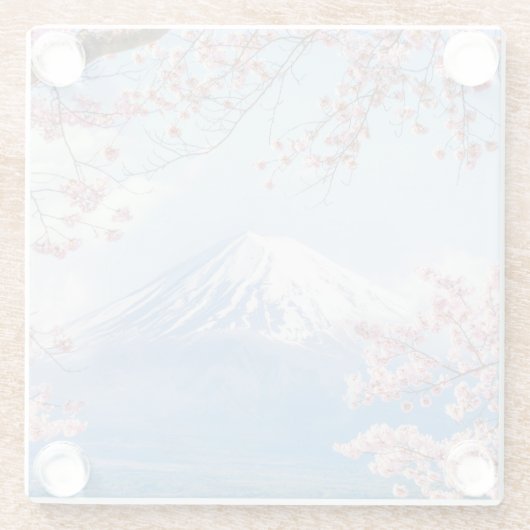 氷と雪 |さくらんぼの花々富士山ジャパン ガラスコースター (裏面)