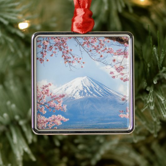 氷と雪 |さくらんぼの花々富士山ジャパン メタルオーナメント (ツリー)