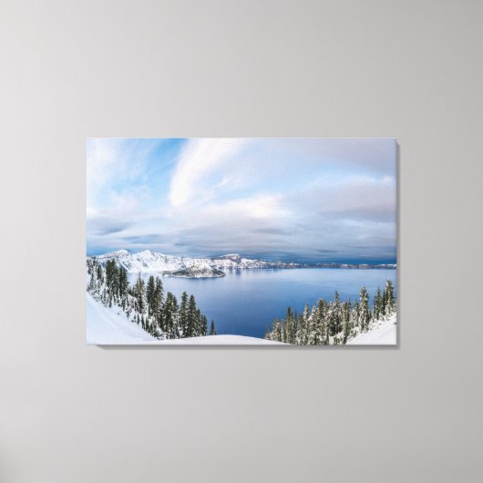 氷と雪 |オレゴン湖クレーター キャンバスプリント (正面)