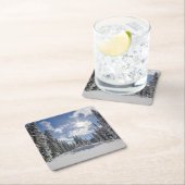 氷と雪 |サンライズ冬の雪アルバータ，カナダ スクエアペーパーコースター (インサイチュ)