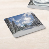 氷と雪 |サンライズ冬の雪アルバータ，カナダ スクエアペーパーコースター (アングル)