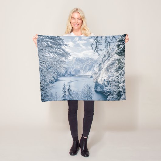 氷と雪 |ドイツ,ケーニグシー湖 フリースブランケット (インサイチュ)