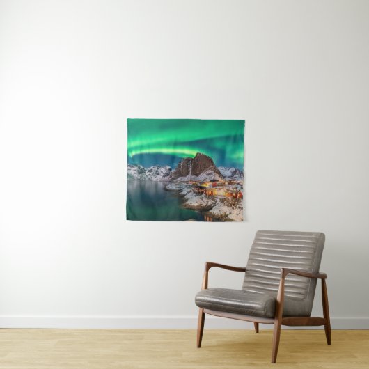 氷と雪 |ノーザンライト、ノルウェー タペストリー (インサイチュ(横))