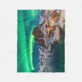 氷と雪 |ノーザンライト、ノルウェー フリースブランケット (正面)