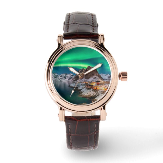 氷と雪 |ノーザンライト、ノルウェー 腕時計 (正面)