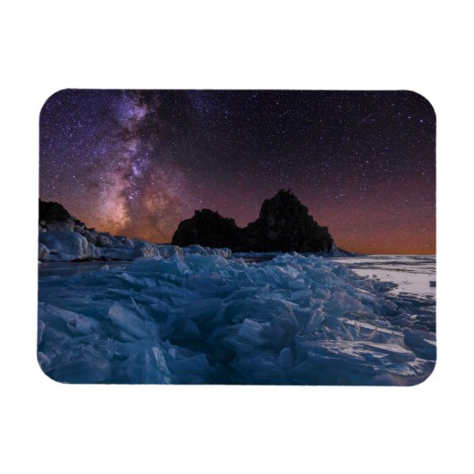 氷と雪 |バイカル湖、シベリア、ロシア マグネット (横)