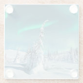 氷と雪 フィンランド，ラプランドのノーザンライト ガラスコースター (裏面)