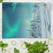 氷と雪 フィンランド，ラプランドのノーザンライト キッチンタオル (折り畳み)