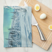 氷と雪 フィンランド，ラプランドのノーザンライト キッチンタオル (四つ折り)