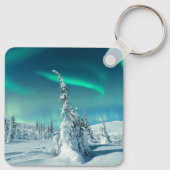 氷と雪 フィンランド，ラプランドのノーザンライト キーホルダー (裏面)
