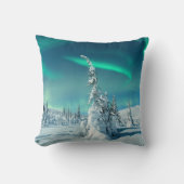 氷と雪 フィンランド，ラプランドのノーザンライト クッション (正面)