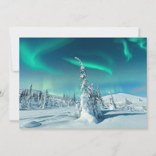 氷と雪 フィンランド，ラプランドのノーザンライト サンキューカード