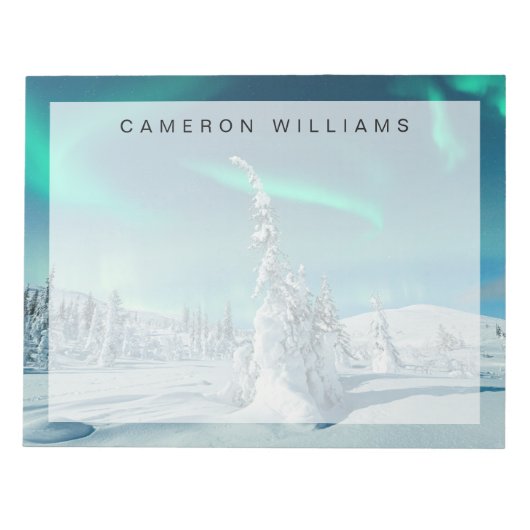 氷と雪 フィンランド，ラプランドのノーザンライト ノートパッド (正面)