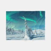 氷と雪 フィンランド，ラプランドのノーザンライト フリースブランケット (正面(横))