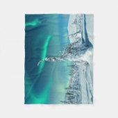 氷と雪 フィンランド，ラプランドのノーザンライト フリースブランケット (正面)