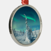 氷と雪 フィンランド,ラプランドのノーザンライト メタルオーナメント (右)