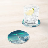 氷と雪 フィンランド,ラプランドのノーザンライト ラウンドペーパーコースター (インサイチュ)