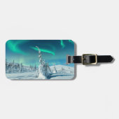 氷と雪 フィンランド，ラプランドのノーザンライト ラゲッジタグ (正面横)