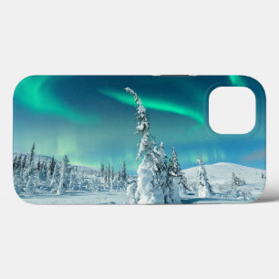 氷と雪 フィンランド,ラプランドのノーザンライト iPhone 13ケース