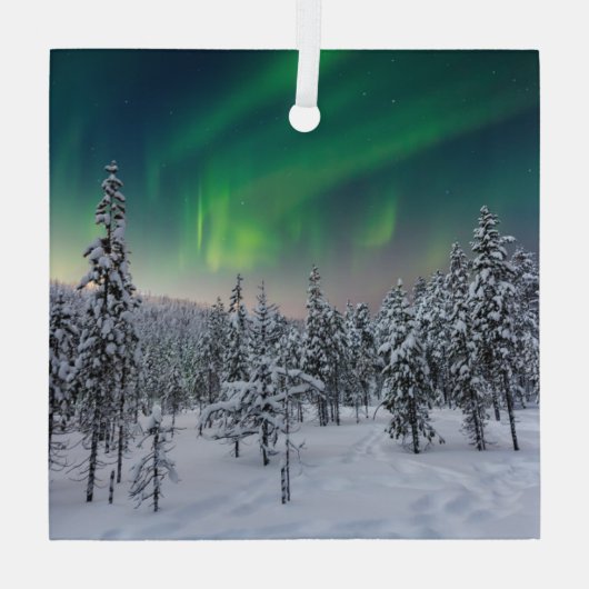 氷と雪 |フィンランド、冬の風景 ガラスオーナメント (裏面)