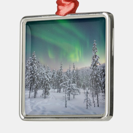 氷と雪 |フィンランド、冬の風景 メタルオーナメント (左)