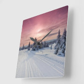 氷と雪 |リレハンメル(ノルウェー) スクエア壁時計 (傾斜)